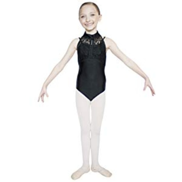HDW Dancewear Lace Overlay Halter Leotard - Picture 1 of 3